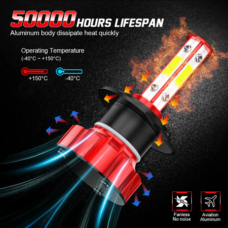 2X H7 LED Headlight Conversion Kit 16000LM 6000K White pair Super High/Low Beam